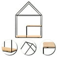 thumbnail image 2 of Estante de pared de hierro con tablero de madera para decoración del hogar y la oficina., 2 of 6