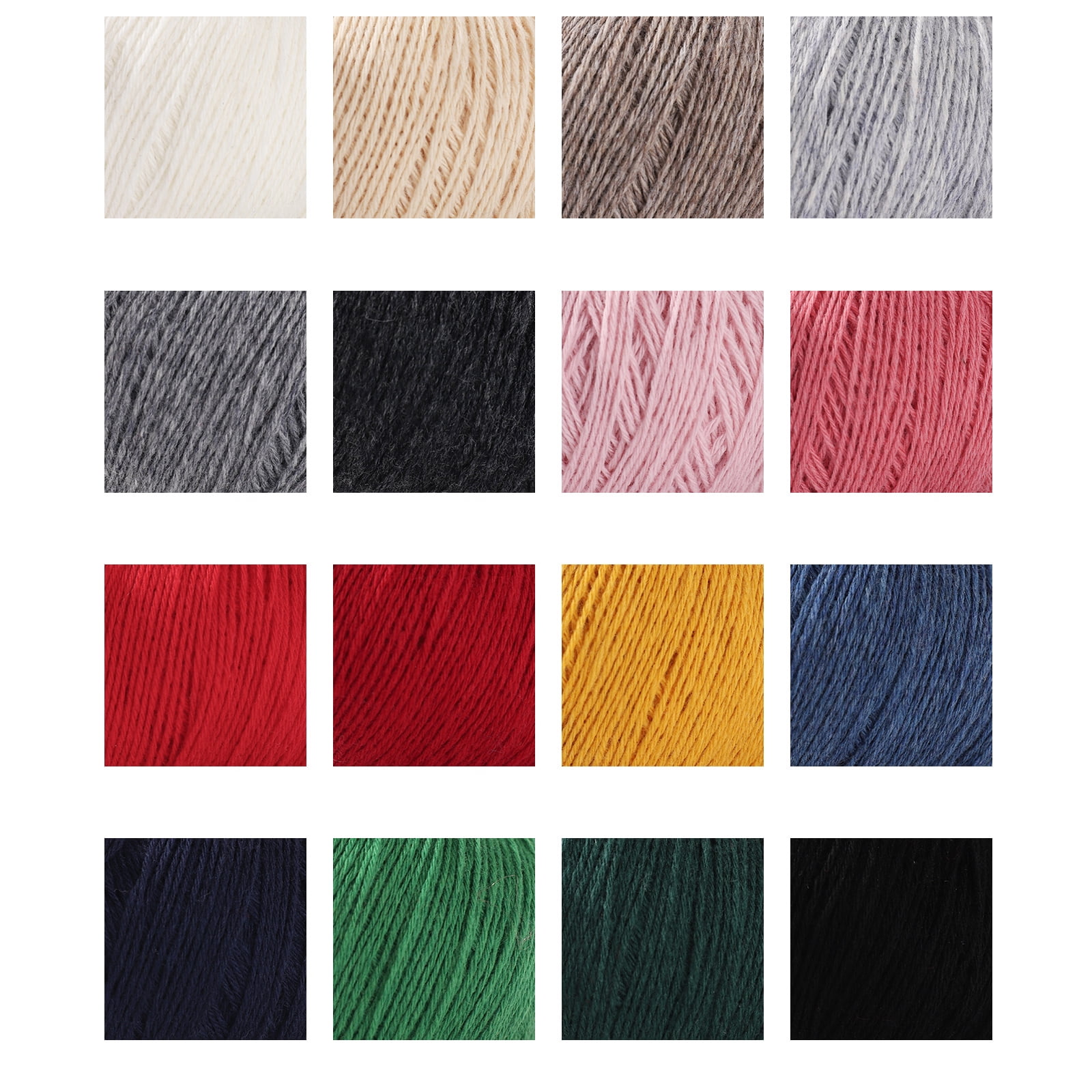 Wool Yarn - Soft 4-ply(1.5mm) Worsted Yarn for Crocheting and Knitting - 1.76oz/50g Anti-Pilling Wool Yarn with 16 Colors, Home Necessity for DIY Crafts