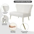thumbnail image 2 of Newnno Reception Velvet Loveseat Golden Legs Sofa, White, 2 of 5