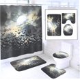 thumbnail image 1 of Set de baño con diseño de Halloween con diseño de murciélago rojo y luna, 4 piezas, 1 of 1