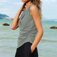 thumbnail image 6 of ShomPort Women's Fashion Tank Tops Summer Cowl Neck Sleeveless T-Shirt Elastic Pleated Split Camisole, 6 of 8