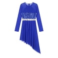 thumbnail image 4 of Alvivi Women Shiny Sequin Lyrical Dance Dress Irregular Flowy Tulle Skirt Leotard for Figure Ice Skating Blue M, 4 of 7