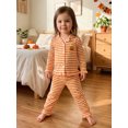 thumbnail image 3 of RUINIXCW Toddler Baby Girl Halloween Pumpkin Pajamas Set Kids Little Girl Fall Winter PJS Set Sleepwear Stripe Button Down Long Sleeve Shirt Pants Set Loungewear Homewear, 3 of 9
