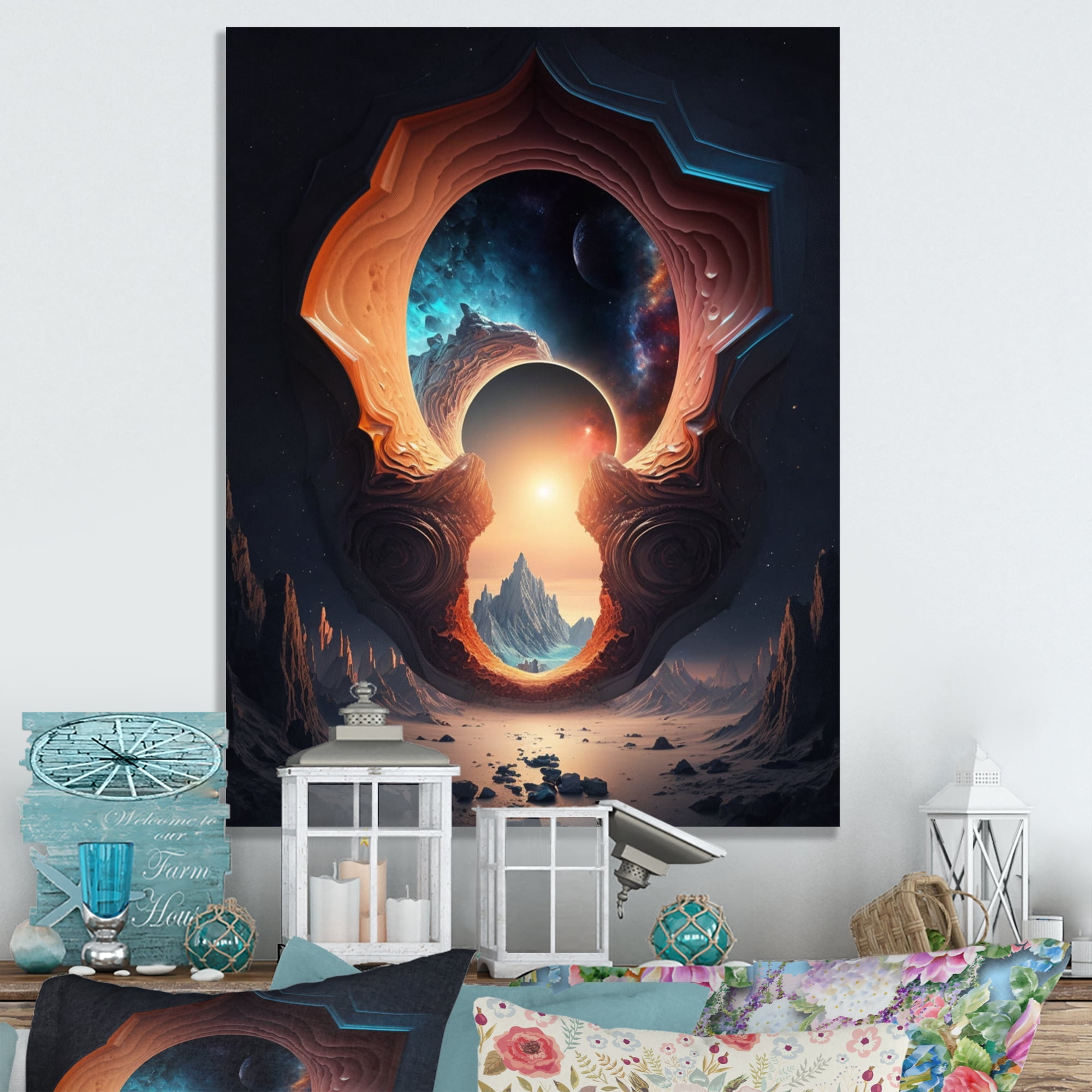 Designart Futuristic Landscape Galaxy III Canvas Wall Art