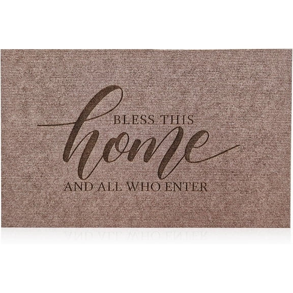 Bless This Home Mats for Front Door Entry Front Porch Doormat Non-Slip Carpet Rugs Floor Mat Decorative for Home Bathroom Kitchen Indoor 16x24 Inch