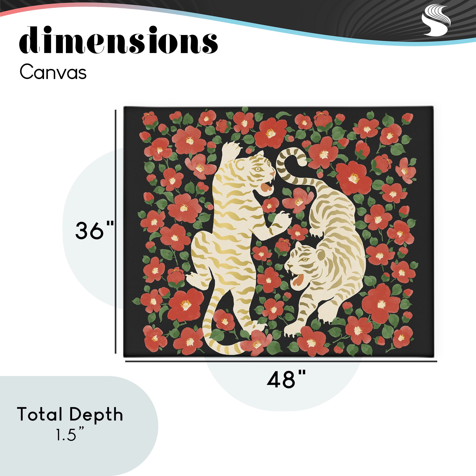 Stupell Industries Ivory Twin Tigers Among Flowers Canvas Wall Art, design by Karolina Sato