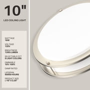 DYMOND 10 LED Ceiling Light Flush Mount Adjustable Color Temperature Dimmable Brushed Nickel Double Ring