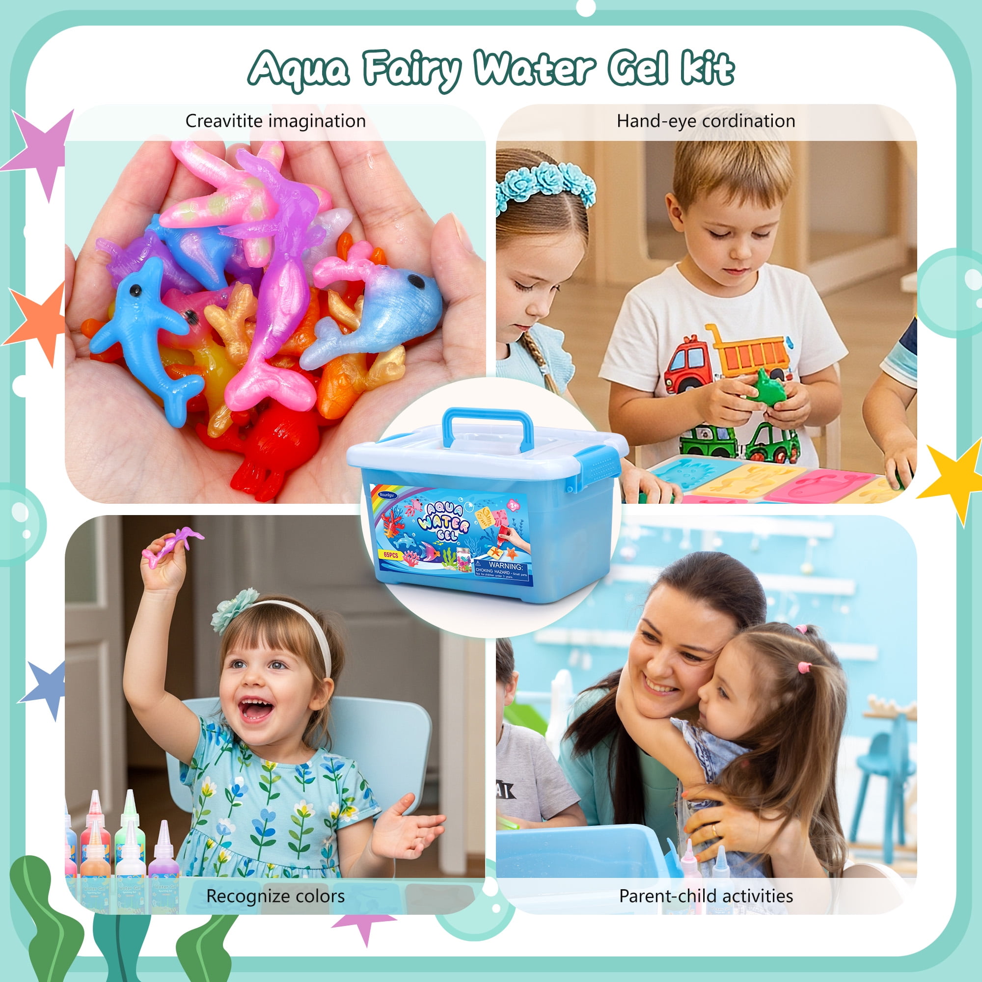 Bounlgsr Aqua Fairy Water Gel Kit for Kids, Magic Elf Water Toy Water Spirit with 3 Types 20 Water Gel, 24 Molds and Accessories for Children's DIY Magic Elf Water Toy, Gifts for Kids