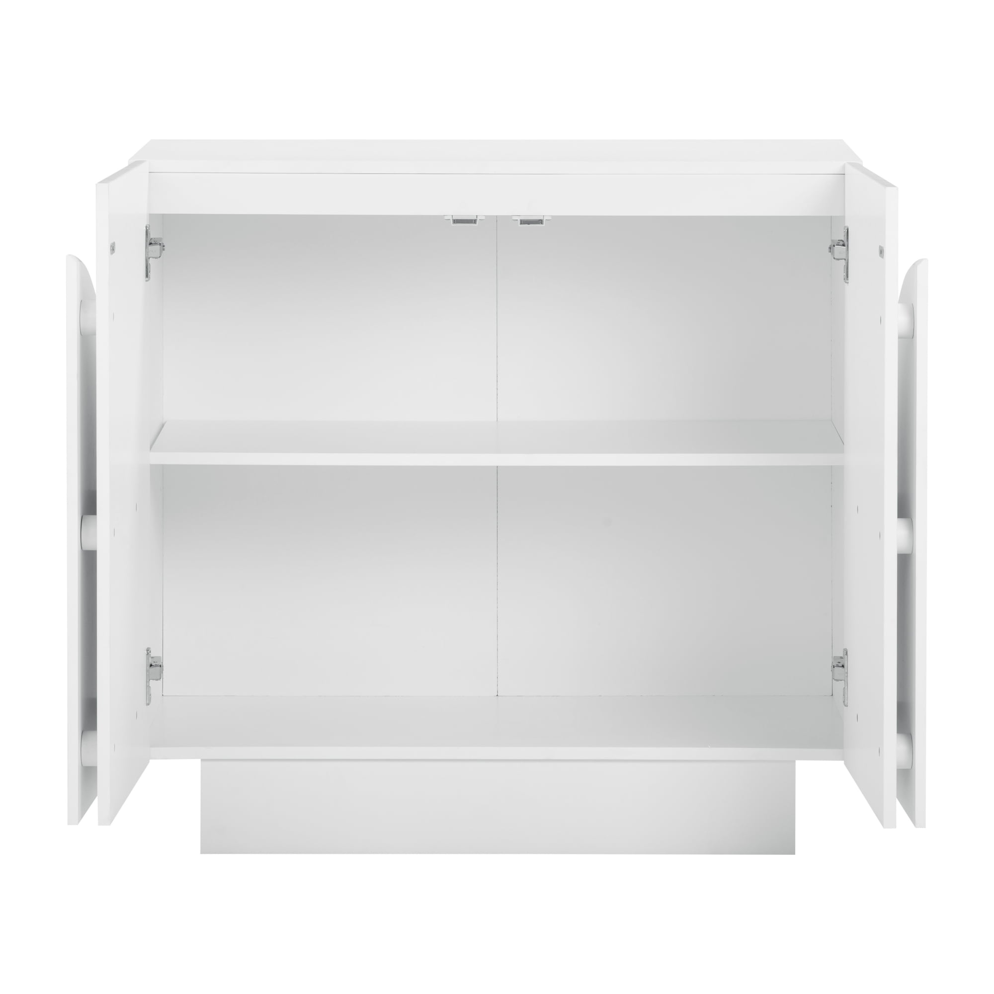 Nathan James Iris Mid-Century Modern Credenza, White Storage Cabinet, Living Room Wood Storage Cabinet with Arched Cabinet Doors