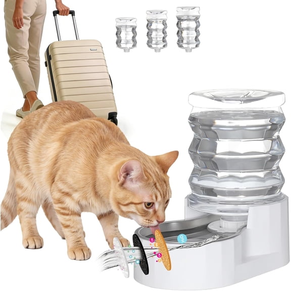RIZZARI 5L Automatic Pet Waterer - Gravity-fed Stainless Steel Water Dispenser, Activated Carbon Filter Helps Soften Water, Leak-proof, Easy to clean - Feeder for Cats and Dogs - Indoor/Outdoor