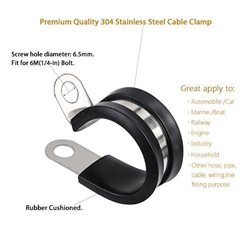 Hose Clamp 1-3/8 Inch ISPINNER 12 Pack 1.375 Inch Rubber Cushioned Stainless Steel Cable Clamp Pipe Clamp
