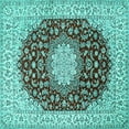 thumbnail image 1 of Ahgly Company Machine Washable Indoor Square Medallion Turquoise Blue Traditional Area Rugs, 6' Square, 1 of 4