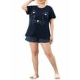 thumbnail image 2 of MODA NOVA Juniors Plus Size Pajamas Set Polka Dots Elastic Sleepwear Navy Blue 1X, 2 of 6