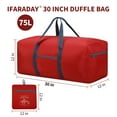 thumbnail image 2 of Sac de Sport Pliable 30 Pouces 75 L Grand Sac de Bagage Léger pour Voyage Camping Rangement - Rouge, 2 of 7