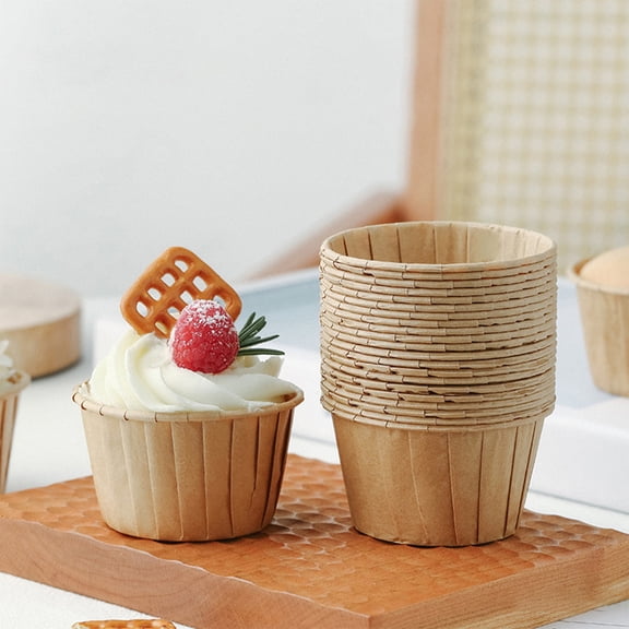 SHIMELE Disposable Cupcake Boxes, Baking Paper Cake Containers, Lidless Cake Packaging, Party Cake Holders, Eco-Friendly Baking Cups, High-Temperature Resistant Paper Boxes, Set of 50