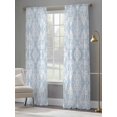 thumbnail image 4 of Boho Blue Floral Sheer Curtains for Living Room Bedroom Country Ethnic Abstract Flower Pattern Sheer Curtains 108 Inch Long 2 Panels Set Light Filtering Curtain Window Treatments Drapes, 4 of 6
