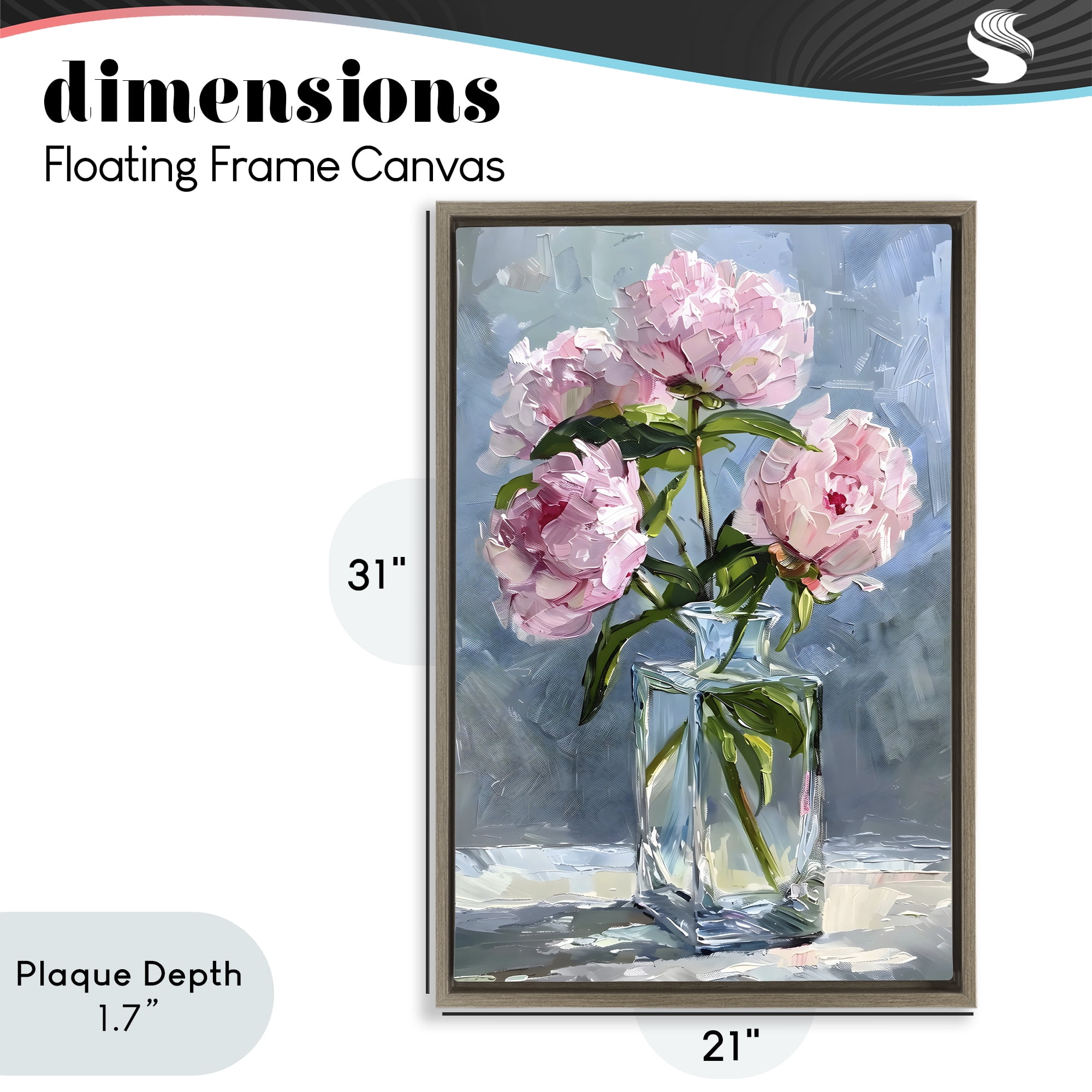 Stupell Industries Beautiful Pink Pastel Peonies Brown Framed Floater Canvas Wall Art, design by Creative Studio