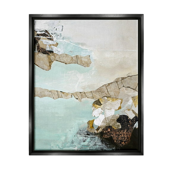 Abstract Beach Shoreline Scenery Abstract Graphic Art Jet Black Framed Art Print Wall Art