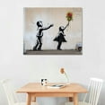 thumbnail image 3 of Nawypu  Framed Canvas Print Wall Art Banksy Flower Thrower &amp; Balloon Girl Graffiti &amp; Street Art Pop Culture Illustrations Pop Art Bohemian Dark for Living Room, Bedroom, Office, 3 of 5