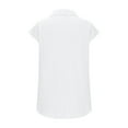 thumbnail image 4 of WIZUTIZ Women's Summer Tops Business Casual Tops for Women Solid 1/4 Sleeve Cotton Linen Cap Sleeves Button up T-Shirt Tunic Tops Dressy Shirts Ultra Thin Blouse up to 50% Off White S, 4 of 5