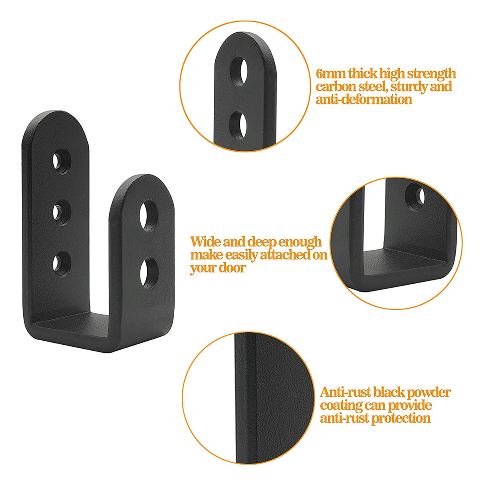 4 Pack Door Barricade U Brackets Open Bar Security Door Brackets for Home,Garage Door Reinforcement Fits 2X4 Boards