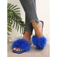 thumbnail image 2 of Women's Red Party Patchwork Slippers With Solid Color And Fluffy Decorations, 2 of 4