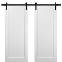 Sliding Double Barn Doors 60 x 80 with Hardware | Quadro 4111 White Silk | Top Mount 13FT Rail Sturdy Set | Kitchen Wooden Solid Panel Interior Bedroom Bathroom Door