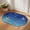 Blue White, variant on Half Circular Door Mat 16"x24", Halloween Absorbent Non Slip Welcome Mats for Front Door, Black Skull Crow White Diatomaceous Entryway Rug for Bathroom Kitchen Apartment Entrance