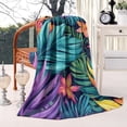 thumbnail image 2 of Colorful Tropical Leaf Pattern Blanket,Comfortable Soft Flannel Throw Blanket,All Season,Warm Lightweight Blankets for Sofa Bed Couch Living Room Chair,60"x80", 2 of 4