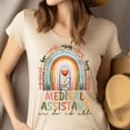 thumbnail image 4 of Cute Medical Assistant T-Shirt | Colorful Stethoscope Rainbow Design, Maroon, Size L, 4 of 6