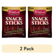 (2 pack) Bridgford Real Pepperoni Snack Sticks, 6 oz (8 Count Multipack) – Premium Brand, Resealable Bag