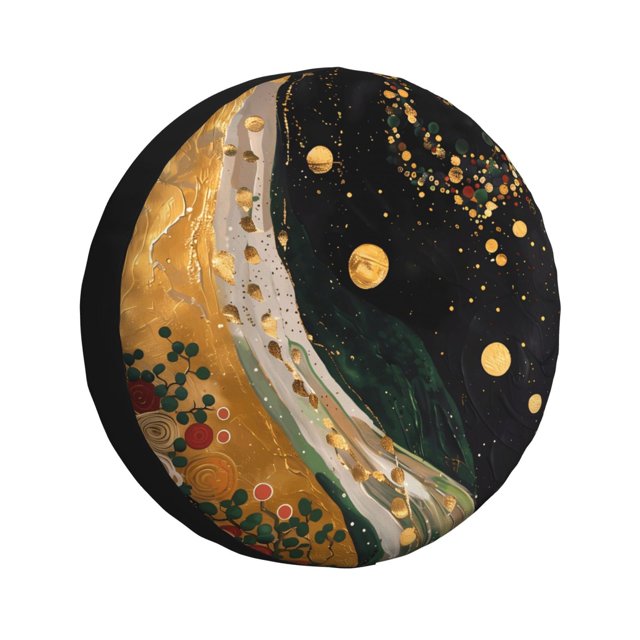 Balery Abstract Gold Floral Galaxy Cubiertas para Neumáticos - Protector Resistente para Neumáticos de Camioneta, SUV, Remolque, Camper y RV-16 inch