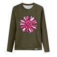 thumbnail image 3 of WREESH Breast Cancer Awareness T-Shirts For Women Casual Pink Ribbon Graphic Tees Basic Long Sleeve Crewneck Pullover Fall Trendy Loose Fit Tops Olive Green E, 3 of 3