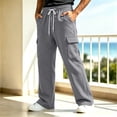 thumbnail image 5 of Mans Fleece Cargo Sweatpants Solid Color Baggy Straight Wide Leg Pant Lightweight Athletic Open Bottom sweat pants with Pockets, 5 of 10