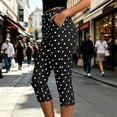 thumbnail image 2 of TEAJOPSUU Women's Capris Leggings Polka Dot Button Zipper Front Cropped Pant with Pockets Casual Slim Fit Yoga Workout Loungewear Trosuers Black, 2 of 6