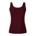 thumbnail image 4 of Tank Tops with Built in Bras Cute Push Up Top Camisole Tops Shelf Bra Tank Supportive Ribbed Tunic Tops Basic Tee Solid Color Going Out Tops Padded Tank Tops Plus Size Tank Tops Scoop Neck Wine, 4 of 7