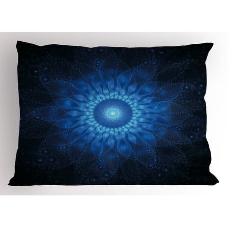 Ambesonne Dark Blue Pillow Sham, Space Mandala Art, 26" X 20", Blue