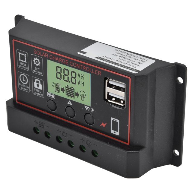 Contrôleur de Charge de Pile USB Double, Contrôleur de Charge Intelligent Double USB pour Maison pour Industrie pour Commerce 30A