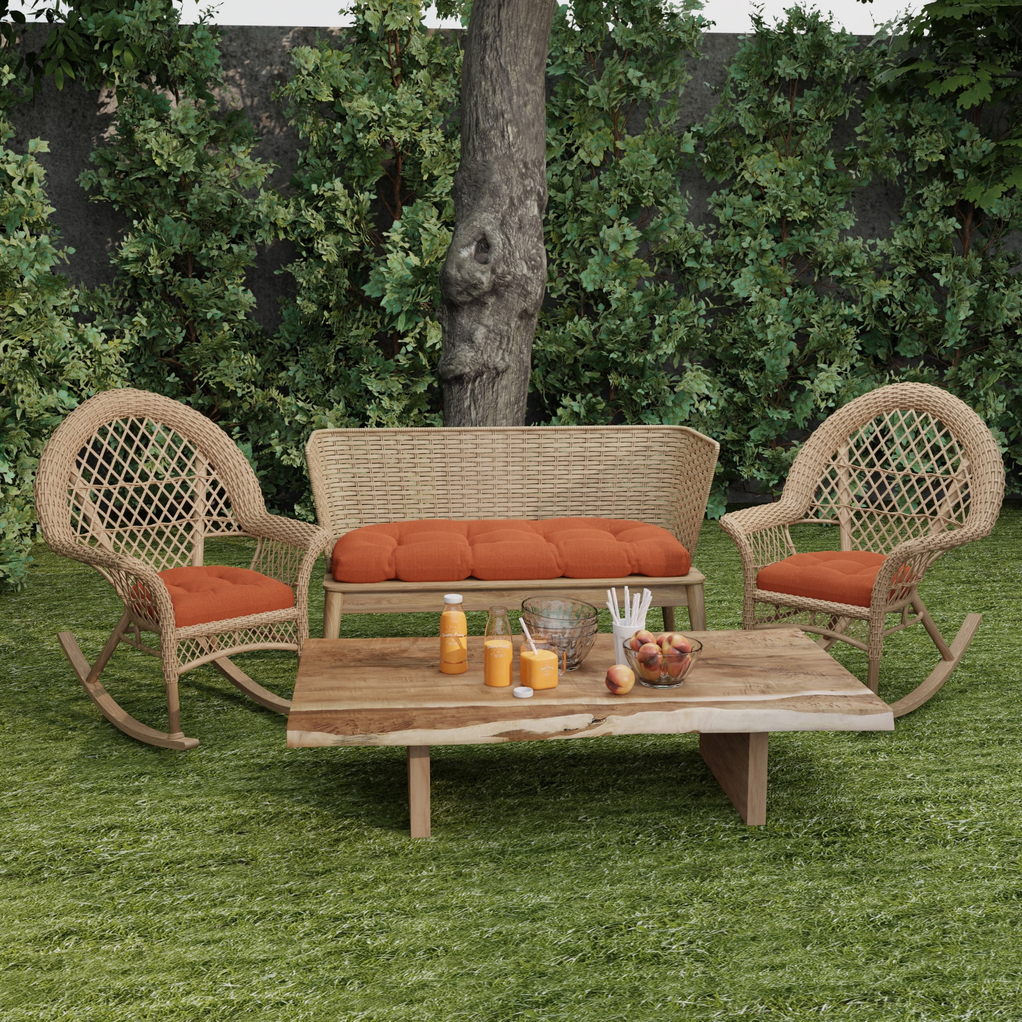 Jordan Manufacturing 44" x 18" McHusk Brick Red Crosshatch Rectangular Tufted Contoured Crosshatch Outdoor Wicker Settee Bench Cushion
