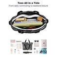 thumbnail image 4 of Tote Bag for Women - Black Halloween Letter Bat Pattern Shoulder Bag - Large Utility Work Duffle Bag with Zipper Handbag for Travel, Work, Sprots, 4 of 5