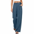 thumbnail image 5 of JYnXIANTI Wide Leg Pants for Women Loose Flowy High Waist Pants Breathable Beach Trousers Travel Outfit with Pockets(Blue,Small), 5 of 7