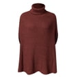 thumbnail image 2 of Gibobby Suéter de Mujer Mujer Otoño Invierno Cuello Poncho Suéter Moda Chunky Knit Cape Wrap Suéteres Jumper Tops (Rojo, L), 2 of 5
