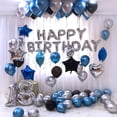 thumbnail image 1 of Kit de globos para cumpleaños número 18, azul y plateado, 77 piezas, 1 of 1