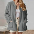 thumbnail image 2 of WMTBSRSW Fuzzy Fleece Cardigan Jackets for Women Soft Casual Plush Sherpa Open Front Coat Fall Winter Long Sleeve Jackets with Pockets Dark Gray Large, 2 of 9