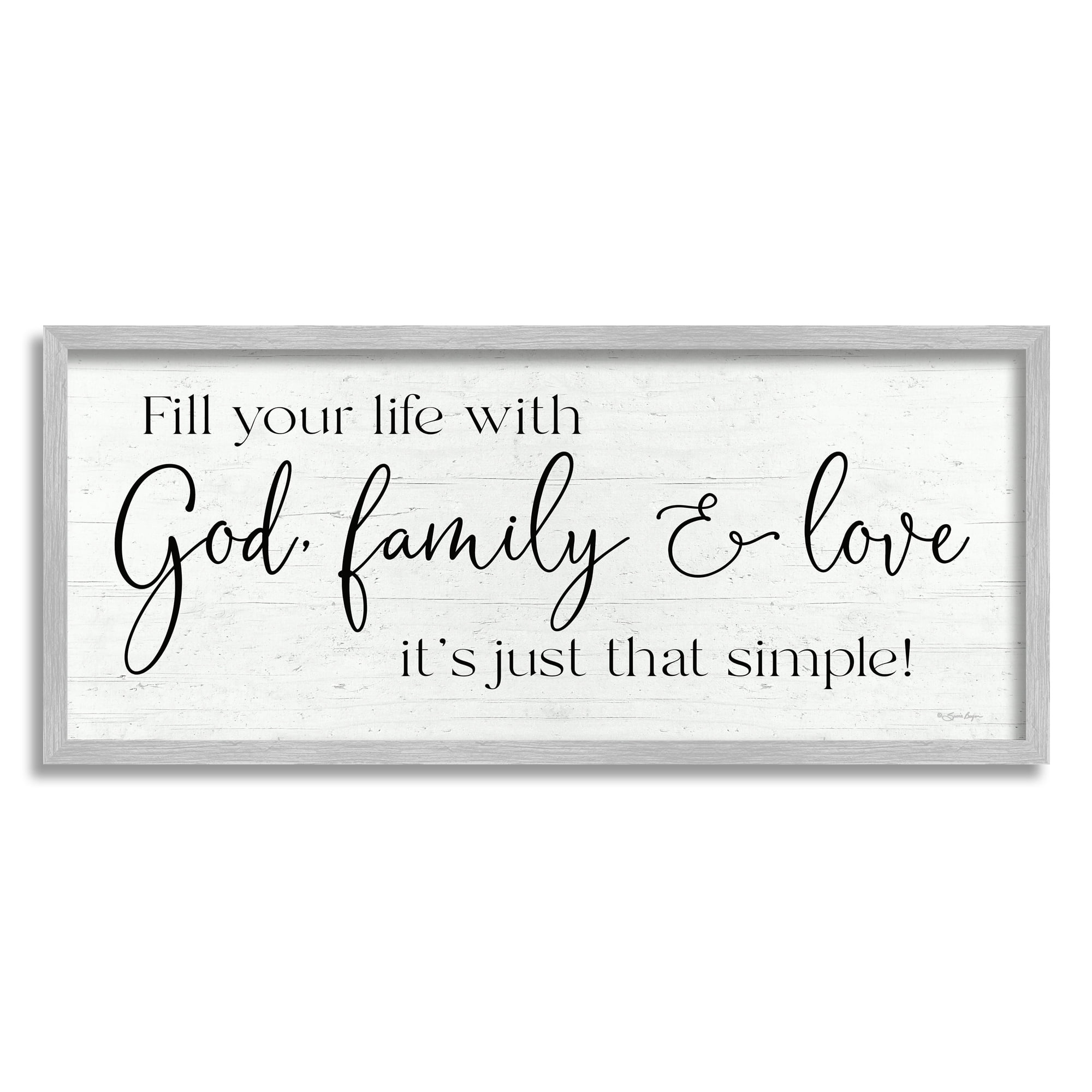 Stupell Industries Rustic Religious Family Quote Uplifting Calligraphy Phrase Graphic Art Gray Framed Art Print Wall Art, Design by Susie Boyer