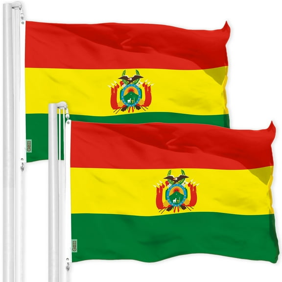 G128 2 Pack: Bolivia Bolivian Flag | 3x5 Ft | Printed 300D Polyester - Indoor/Outdoor, Vibrant Colors, Brass Grommets, Quality Polyester, Much Thicker More Durable Than 100D 75D Polyester