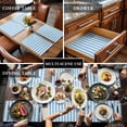 thumbnail image 2 of Sky Blue White Striped Placemats Set of 6,Wipeable Washable Table Mats for Dining Tables, Geometric Lines Place Mats for Kitchen Event Party Tabletop Decor, 2 of 9