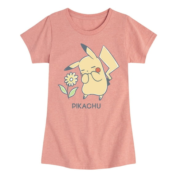 Pokémon - Pikachu Flowers - Girls Fitted Short Sleeve Graphic T-Shirt
