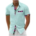 thumbnail image 1 of Shorts pour Hommes, Chemises pour Hommes, Mode Décontractée Col Rabattu Imprimé Manches Courtes Chemise Blouse, 1 of 5