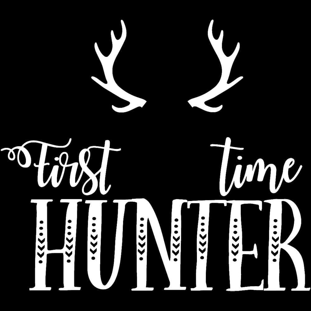 Transparent Decal Stickers Of First Time Hunter (White) Premium